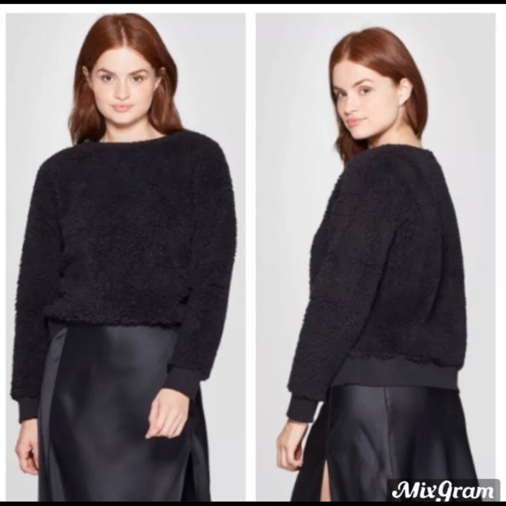 A new day Sherpa pullover sweatshirt black szXL